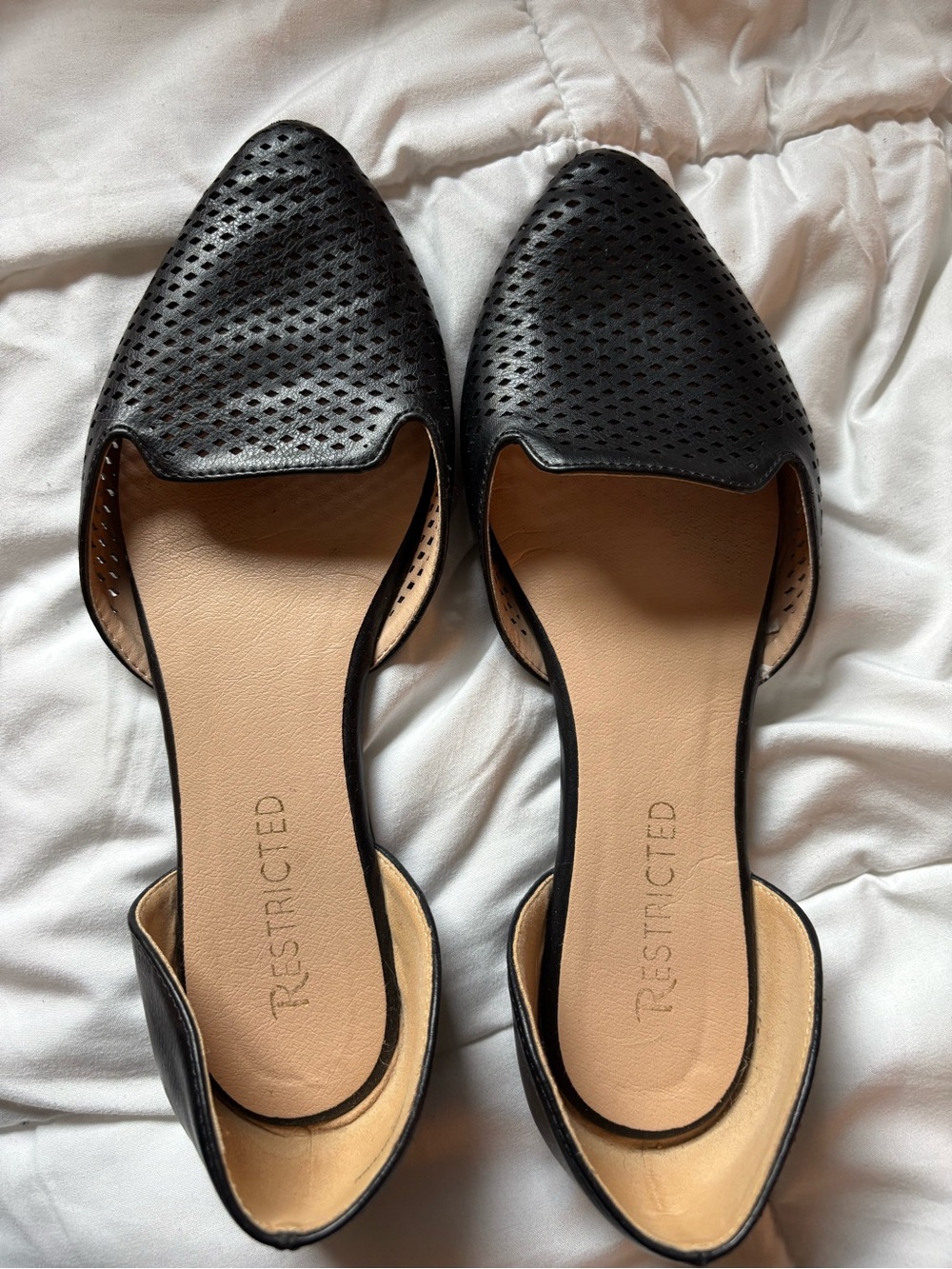 Restricted Black Perforated D'Orsay Flats